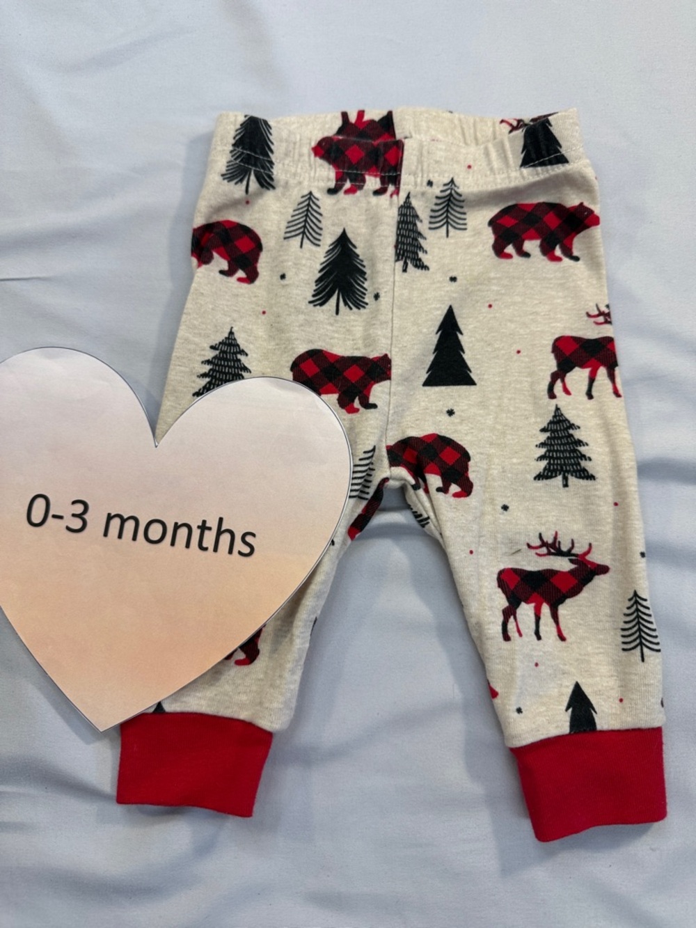 PJ Place - 0-3M Cozy Kids Pajamas with Red and Black Bear Print
